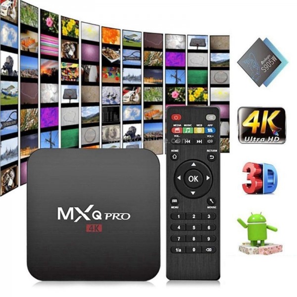 MXQ Pro 4K TV Box Android 10.0 Media Player wtih Remote Control, Allwinner H3 Quad Core ARM Cortex-A7, 2GB+16GB, 5G WiFi / Ethernet / TF / USB