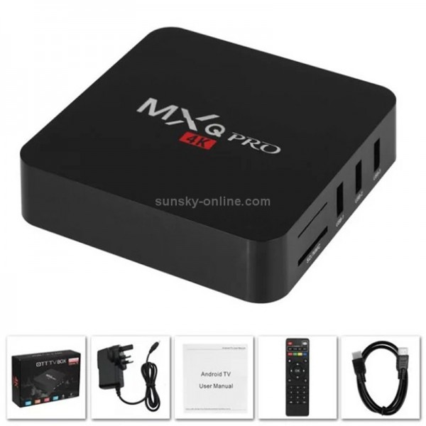 MXQ Pro 4K TV Box Android 10.0 Media Player wtih Remote Control, Allwinner H3 Quad Core ARM Cortex-A7, 2GB+16GB, 5G WiFi / Ethernet / TF / USB