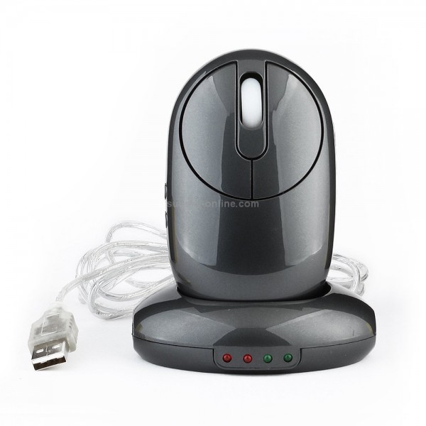 MZ-012 2.4G 1200 DPI Wireless Rechargeable Optical Mouse with 3 Ports USB HUB / Charging Dock(Grey)