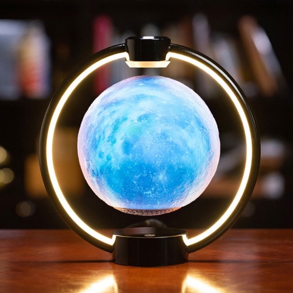 Magnetic Levitation Bluetooth Speaker Ornament Desktop Ambient Glow Night Lights, Style: Light Pattern Starry Moon(EU Plug)