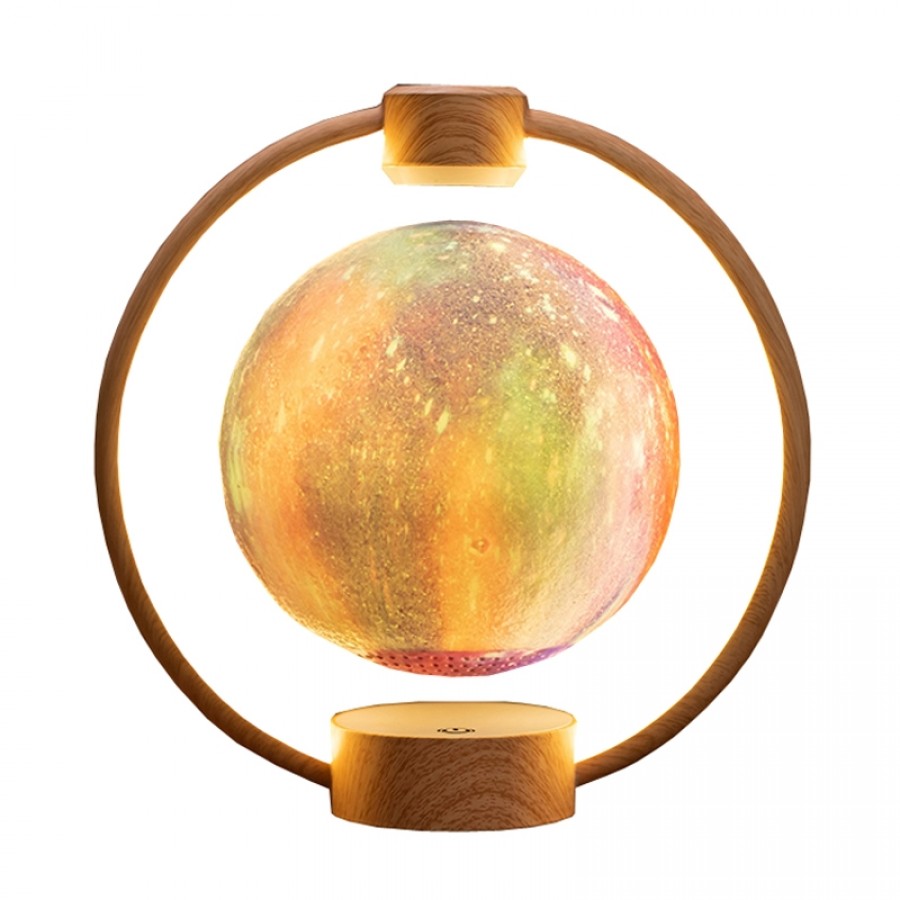 Magnetic Levitation Bluetooth Speaker Ornament Desktop Ambient Glow Night Lights, Style: Light Pattern Starry Moon(EU Plug)