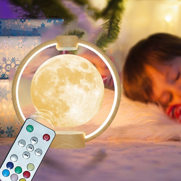 Magnetic Levitation Bluetooth Speaker Ornament Desktop Ambient Glow Night Lights, Style: Light Pattern Starry Moon(EU Plug)
