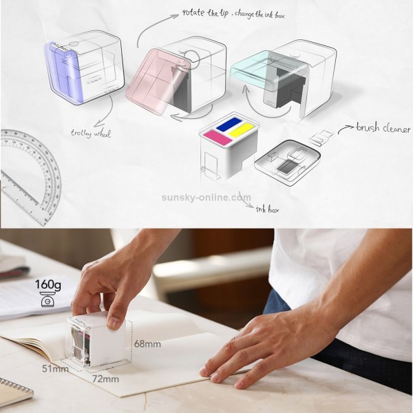 Mbrush Handheld Printer Custom Content Portable Full Color Inkjet Printer with Ink Cartridges