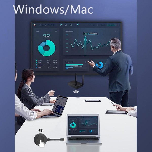 Measy AM1810 3 in 1 Wireless Screen Projector with Transmitter and Receiver, Plug:EU Plug