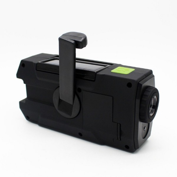 Multifunctional Hand Crank Solar Power LED Flashlight Full Band FM Radio Desk Lamp Alarm, Style:Ordinary Version(Blue)