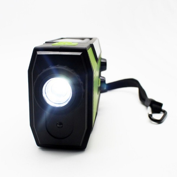 Multifunctional Hand Crank Solar Power LED Flashlight Full Band FM Radio Desk Lamp Alarm, Style:Ordinary Version(Blue)