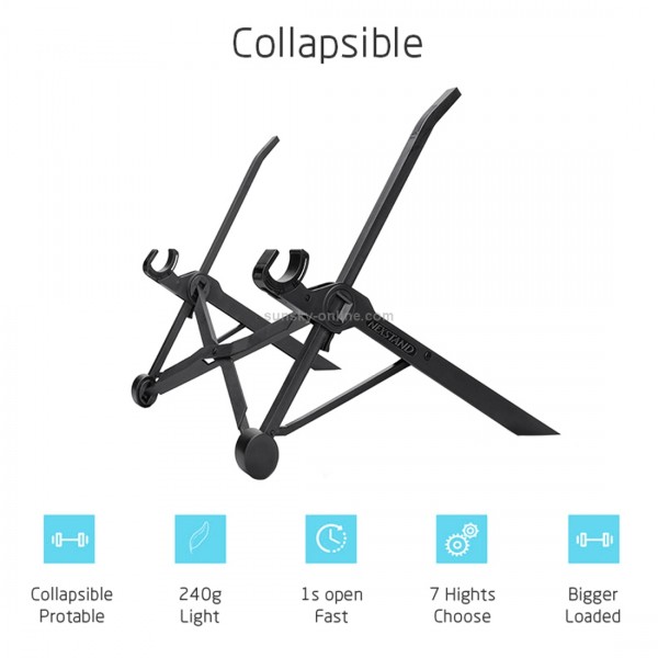 NEXSTAND Portable Adjustable Foldable Desk Holder Stand for Laptop / Notebook, Suitable for: More than 11.6 inch(Black)