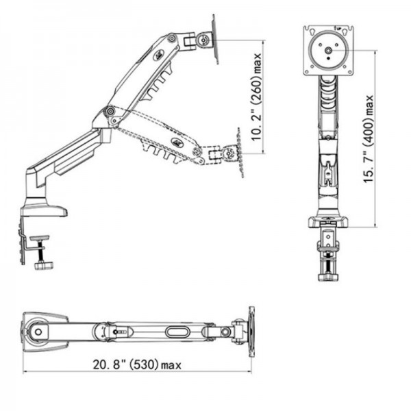 NORTH BAYOU F80-FP For 17-30 Inch Laptop Height Adjustable Desktop Mount Bracket(Black)