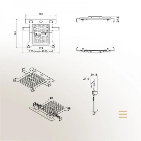 NORTH BAYOU F80-FP For 17-30 Inch Laptop Height Adjustable Desktop Mount Bracket(Black)