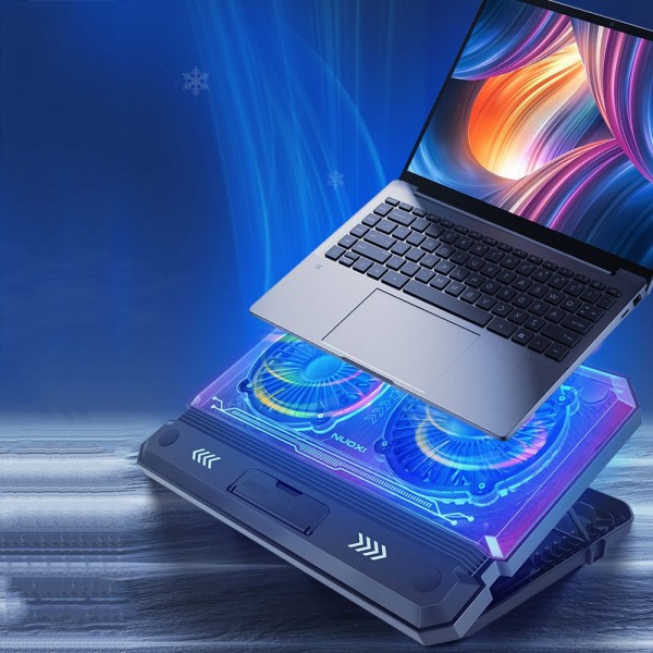 NUOXI C300 Dual-fans RGB Light Adjustable Laptop Radiator Lifting and Folding Cooling Stand(Black)