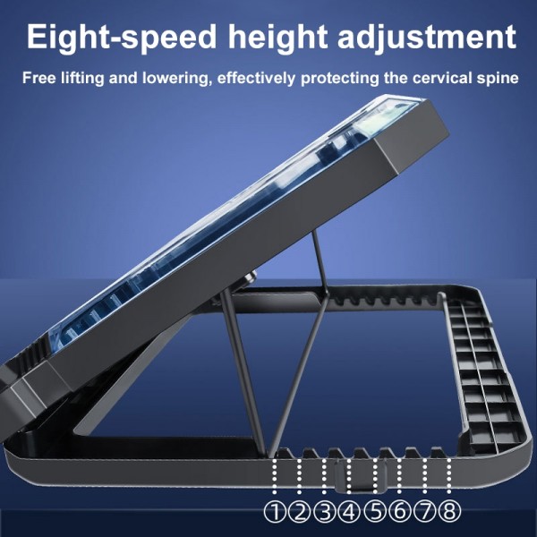 NUOXI C300 Dual-fans RGB Light Adjustable Laptop Radiator Lifting and Folding Cooling Stand(Black)