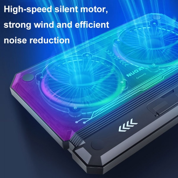 NUOXI C300 Dual-fans RGB Light Adjustable Laptop Radiator Lifting and Folding Cooling Stand(Black)