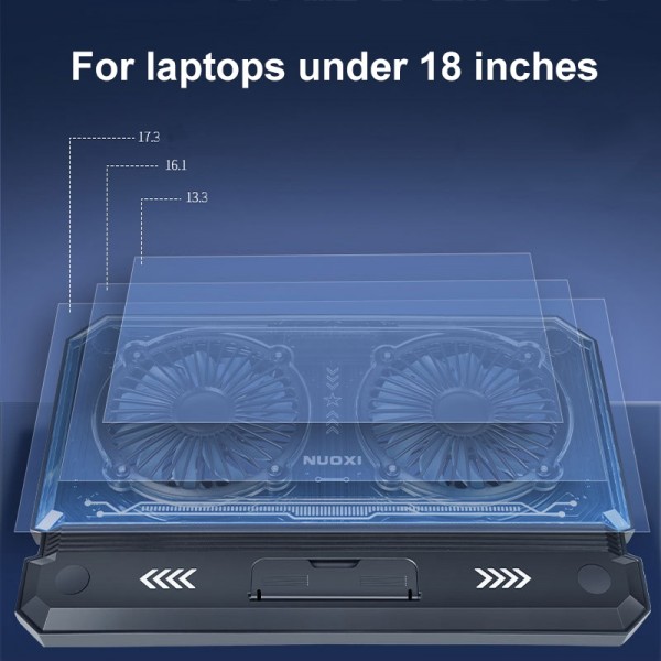 NUOXI C300 Dual-fans RGB Light Adjustable Laptop Radiator Lifting and Folding Cooling Stand(Black)