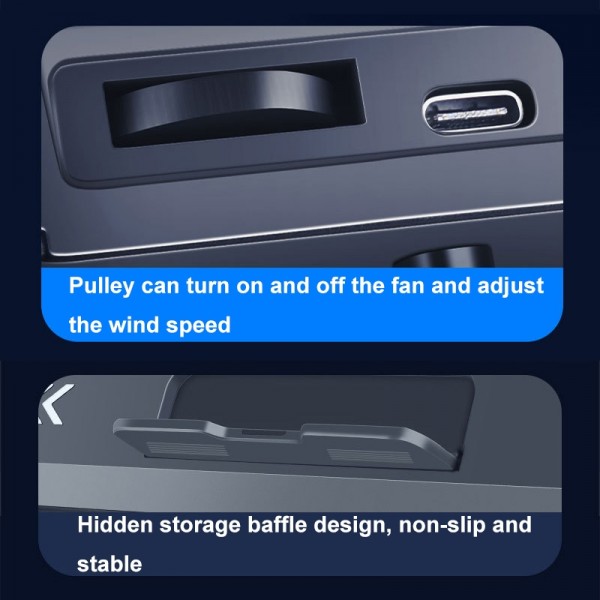 NUOXI C300 Dual-fans RGB Light Adjustable Laptop Radiator Lifting and Folding Cooling Stand(Black)