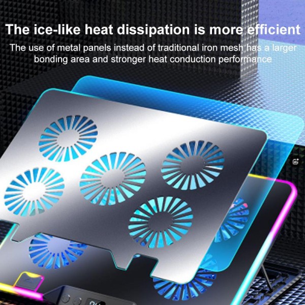 NUOXI F36-5 6-Speed Adjustable 5 Fan Laptop Cooler with RGB(Black)