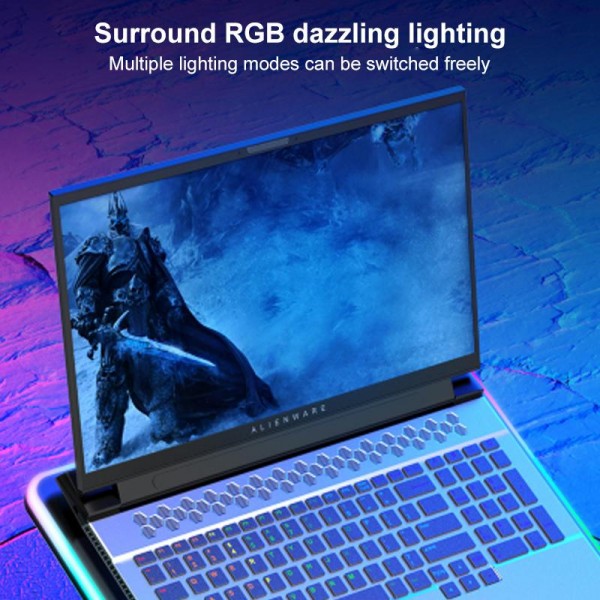 NUOXI F36-5 6-Speed Adjustable 5 Fan Laptop Cooler with RGB(Black)