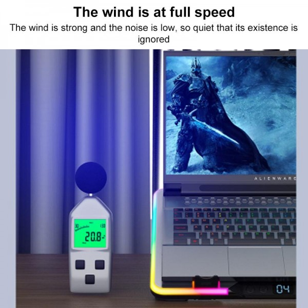 NUOXI F36-5 6-Speed Adjustable 5 Fan Laptop Cooler with RGB(Black)