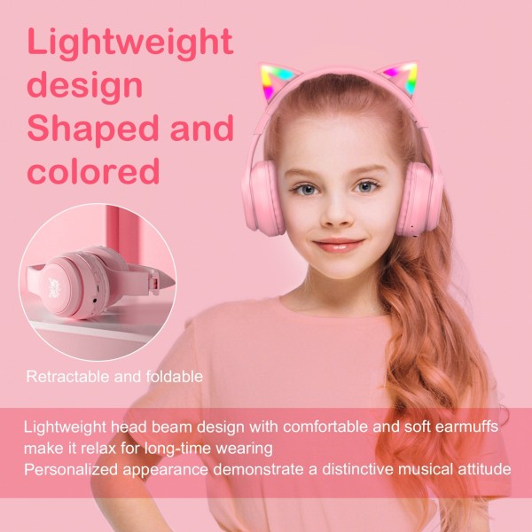 ONIKUMA B90 RGB Lighting Wireless Bluetooth Headphone (Pink)