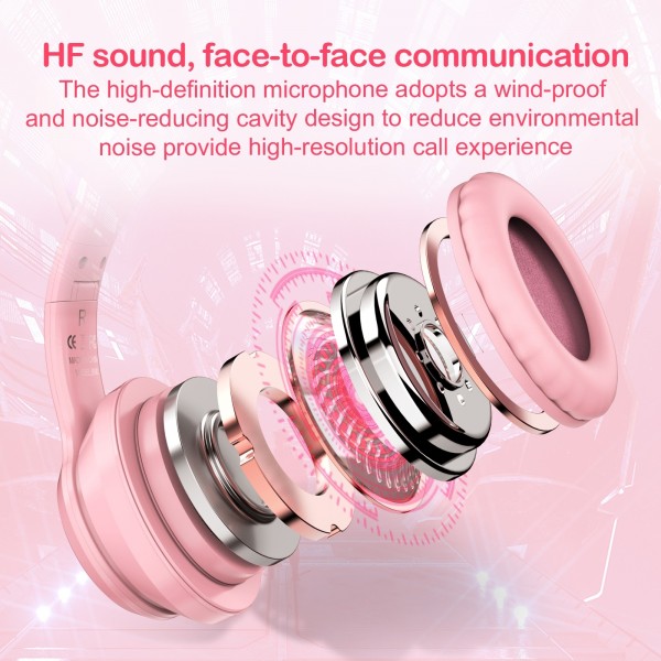 ONIKUMA B90 RGB Lighting Wireless Bluetooth Headphone (Pink)