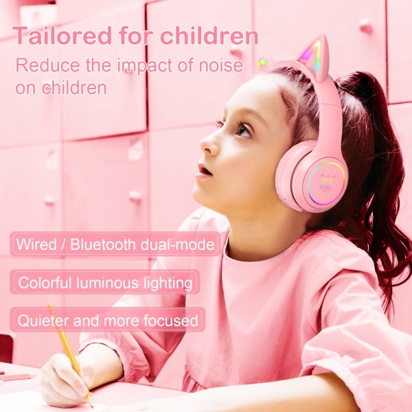 ONIKUMA B90 RGB Lighting Wireless Bluetooth Headphone (Pink)