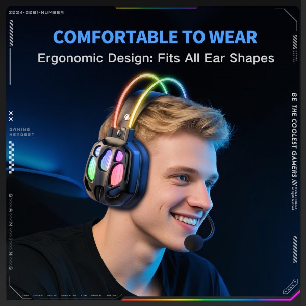 ONIKUMA X89 RGB Wired Earphone with Microphone(Black)