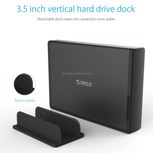 ORICO 7688U3 Vertical Aluminum External Hard Drive Enclosure Storage Case Hard Drive Dock for 3.5 inch SATA HDD(Black)