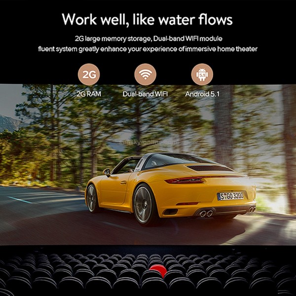 P07-D Mini 50 Lumens Android Home Theater Bluetooth LED Projector with Remote Control, Support Micro SD & Micro USB & WiFi & Audio Out