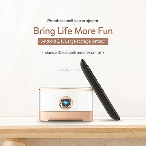 P07-D Mini 50 Lumens Android Home Theater Bluetooth LED Projector with Remote Control, Support Micro SD & Micro USB & WiFi & Audio Out