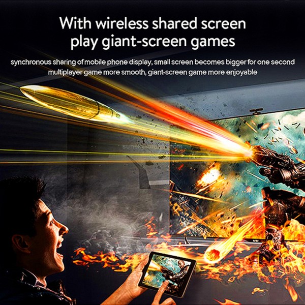 P07-D Mini 50 Lumens Android Home Theater Bluetooth LED Projector with Remote Control, Support Micro SD & Micro USB & WiFi & Audio Out