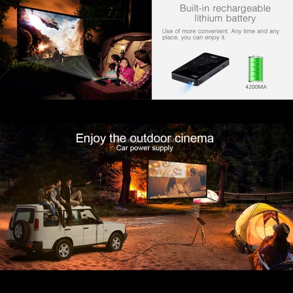 P09 Portable 4K Ultra HD DLP Mini Smart Projector with Infrared Remote Control, Amlogic S905X 4-Core A53 up to 1.5GHz Android 6.0, 1GB+8GB, Support 2.4G/5G WiFi, Bluetooth, TF Card(Black)