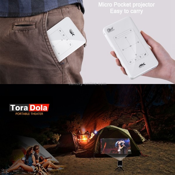 P09 Portable 4K Ultra HD DLP Mini Smart Projector with Infrared Remote Control, Amlogic S905X 4-Core A53 up to 1.5GHz Android 6.0, 1GB+8GB, Support 2.4G/5G WiFi, Bluetooth, TF Card(Black)