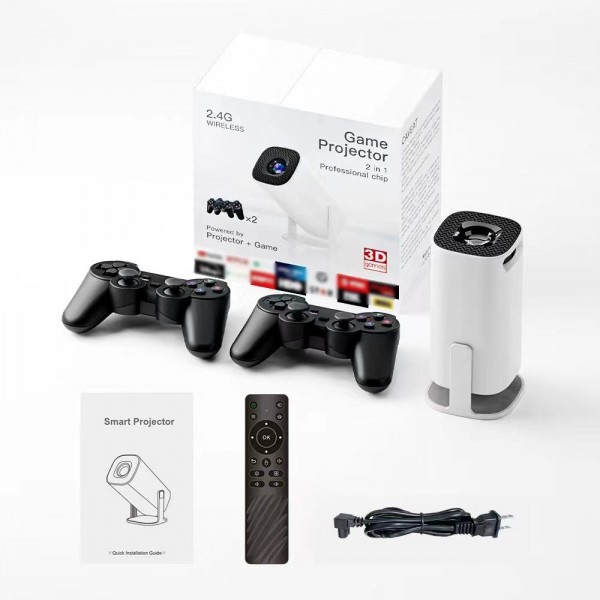 P30 Game Projector Android 11 System With Wireless Gaming Controller 720P Home Theater(EU Plug)