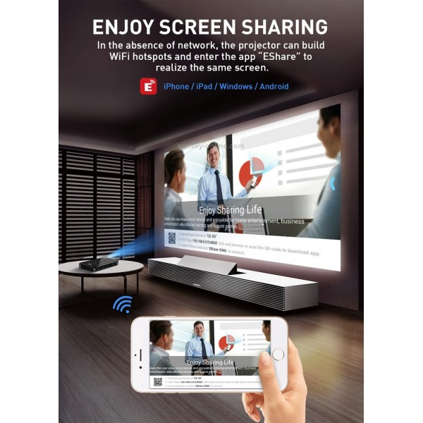 P9II Portable 4K Ultra HD DLP Mini Smart Projector with Infrared Remote Control, Amlogic S905X 4-Core A53 up to 1.5GHz Android 6.0, 2GB+16GB, Support 2.4G/5G WiFi, Bluetooth, TF Card(Black)