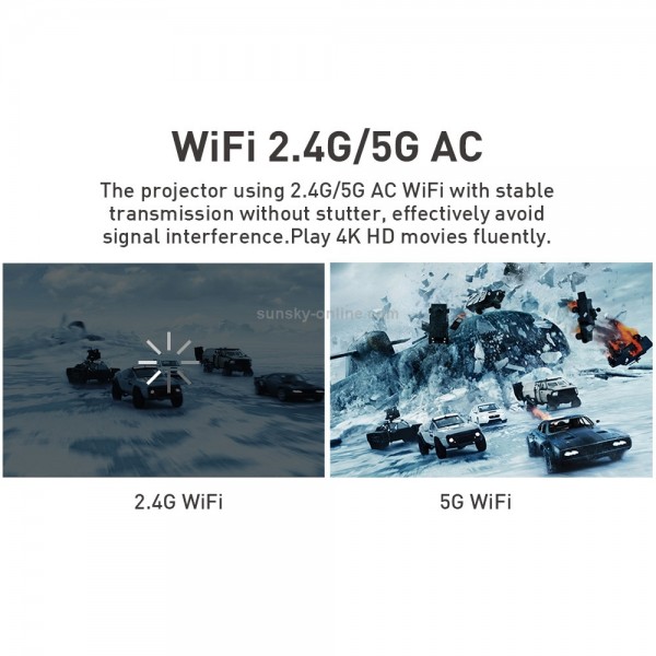 P9II Portable 4K Ultra HD DLP Mini Smart Projector with Infrared Remote Control, Amlogic S905X 4-Core A53 up to 1.5GHz Android 6.0, 2GB+16GB, Support 2.4G/5G WiFi, Bluetooth, TF Card(Black)