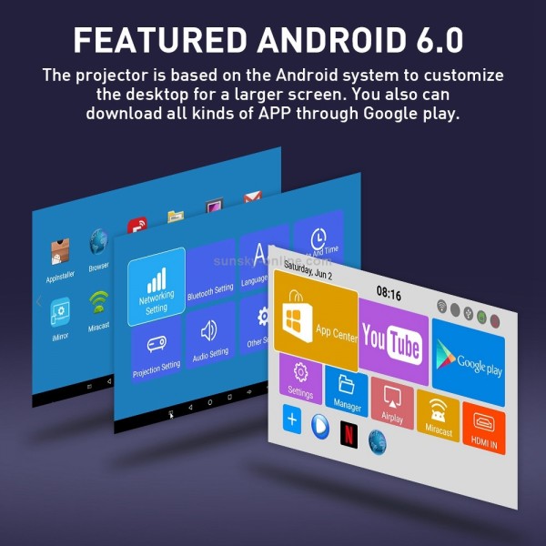 P9II Portable 4K Ultra HD DLP Mini Smart Projector with Infrared Remote Control, Amlogic S905X 4-Core A53 up to 1.5GHz Android 6.0, 2GB+16GB, Support 2.4G/5G WiFi, Bluetooth, TF Card(Black)