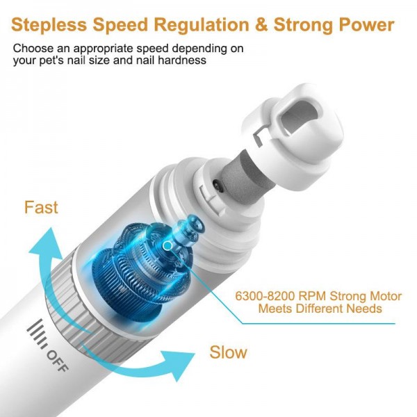 PFS111L With Light Model Rechargeable Pet Nail Trimmer with Stepless Speed Safe Painless Grooming Tool for Dogs Cats