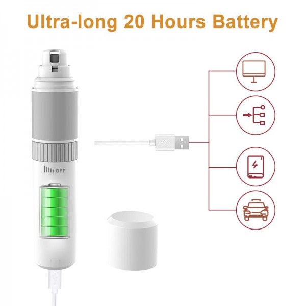 PFS111L With Light Model Rechargeable Pet Nail Trimmer with Stepless Speed Safe Painless Grooming Tool for Dogs Cats