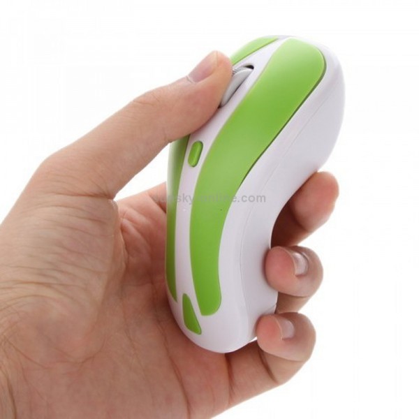 PR-01 6D Gyroscope Fly Air Mouse 2.4G USB Receiver 1600 DPI Wireless Optical Mouse for Computer PC Android Smart TV Box (Green + White)