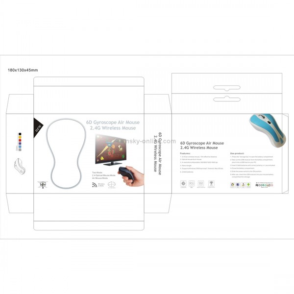 PR-01 6D Gyroscope Fly Air Mouse 2.4G USB Receiver 1600 DPI Wireless Optical Mouse for Computer PC Android Smart TV Box (Green + White)