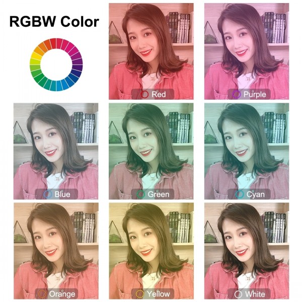 PULUZ 10.2 inch 26cm Curved Surface USB RGBW Dimmable LED Ring Vlogging Photography Video Lights with Tripod Ball Head & Remote Control & Phone Clamp(Black)