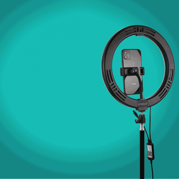 PULUZ 10.2 inch 26cm Curved Surface USB RGBW Dimmable LED Ring Vlogging Photography Video Lights with Tripod Ball Head & Remote Control & Phone Clamp(Black)