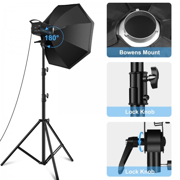 PULUZ 120W Photo Studio Strobe Flash Light Kit with Softbox Reflector & Tripod(US Plug)