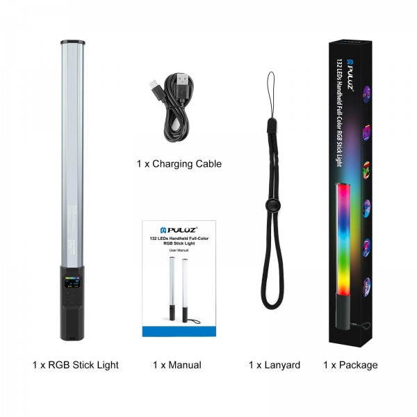 PULUZ 132 LEDs Photo Handheld Stick Light Full Color RGB Fill Light