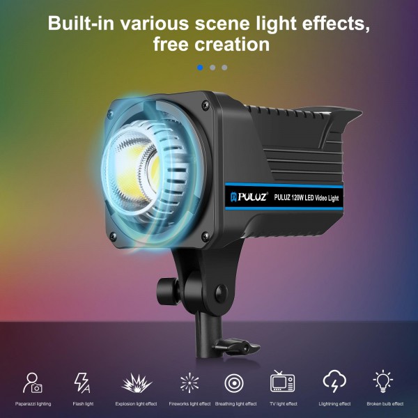 PULUZ 220V 120W Studio Video Light Dual Color Temperature Built-in Dissipate Heat System with Remote Control(US Plug)