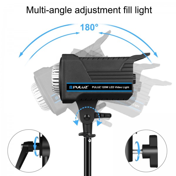 PULUZ 220V 120W Studio Video Light Dual Color Temperature Built-in Dissipate Heat System with Remote Control(US Plug)