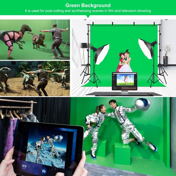 PULUZ 2.9x2m Photo Studio Background Support Stand Backdrop Crossbar Bracket Kit with Red / Blue / Green Polyester Backdrops