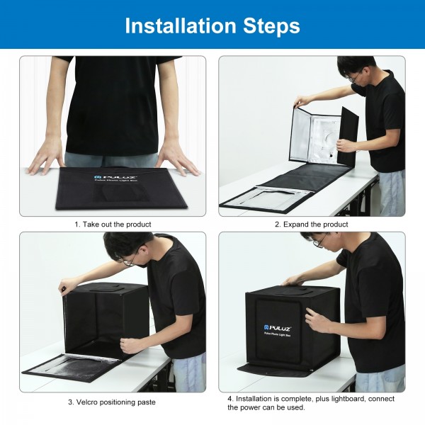 PULUZ 40cm Folding Portable White Light Dimmable Photo Lighting Studio Shooting Tent Box Kit with 6 Colors (Black, Orange, White, Red, Green, Blue) Backdrops