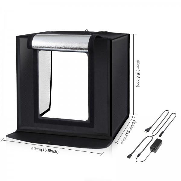 PULUZ 40cm Folding Portable White Light Dimmable Photo Lighting Studio Shooting Tent Box Kit with 6 Colors (Black, Orange, White, Red, Green, Blue) Backdrops