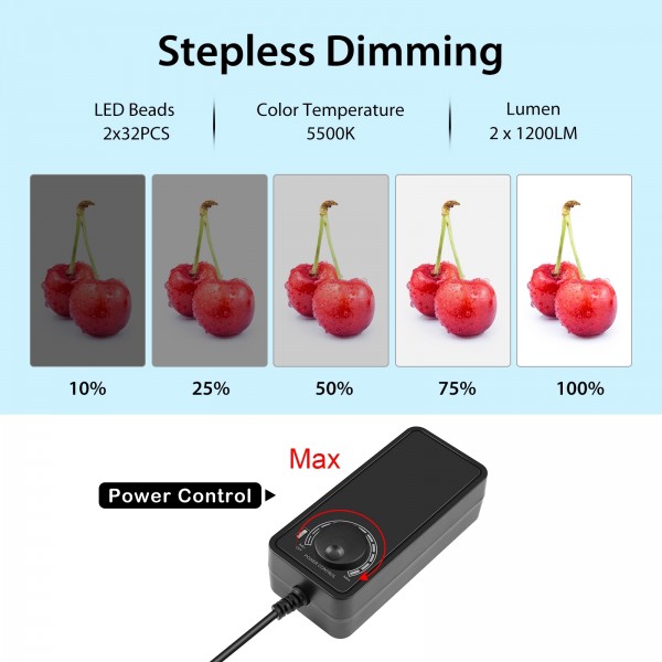 PULUZ 40cm Folding Portable White Light Dimmable Photo Lighting Studio Shooting Tent Box Kit with 6 Colors (Black, Orange, White, Red, Green, Blue) Backdrops