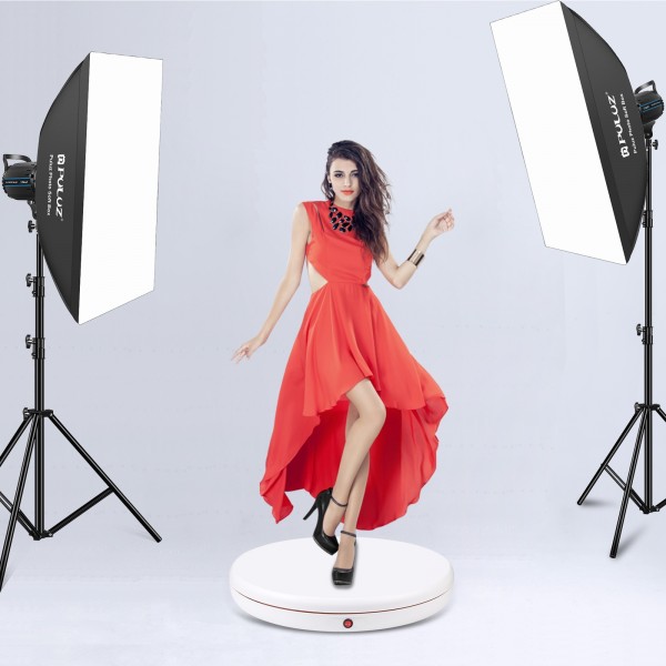 PULUZ 45cm Remote Control Adjusting Speed Rotating Turntable Display Stand, White, Load 100kg(EU Plug)